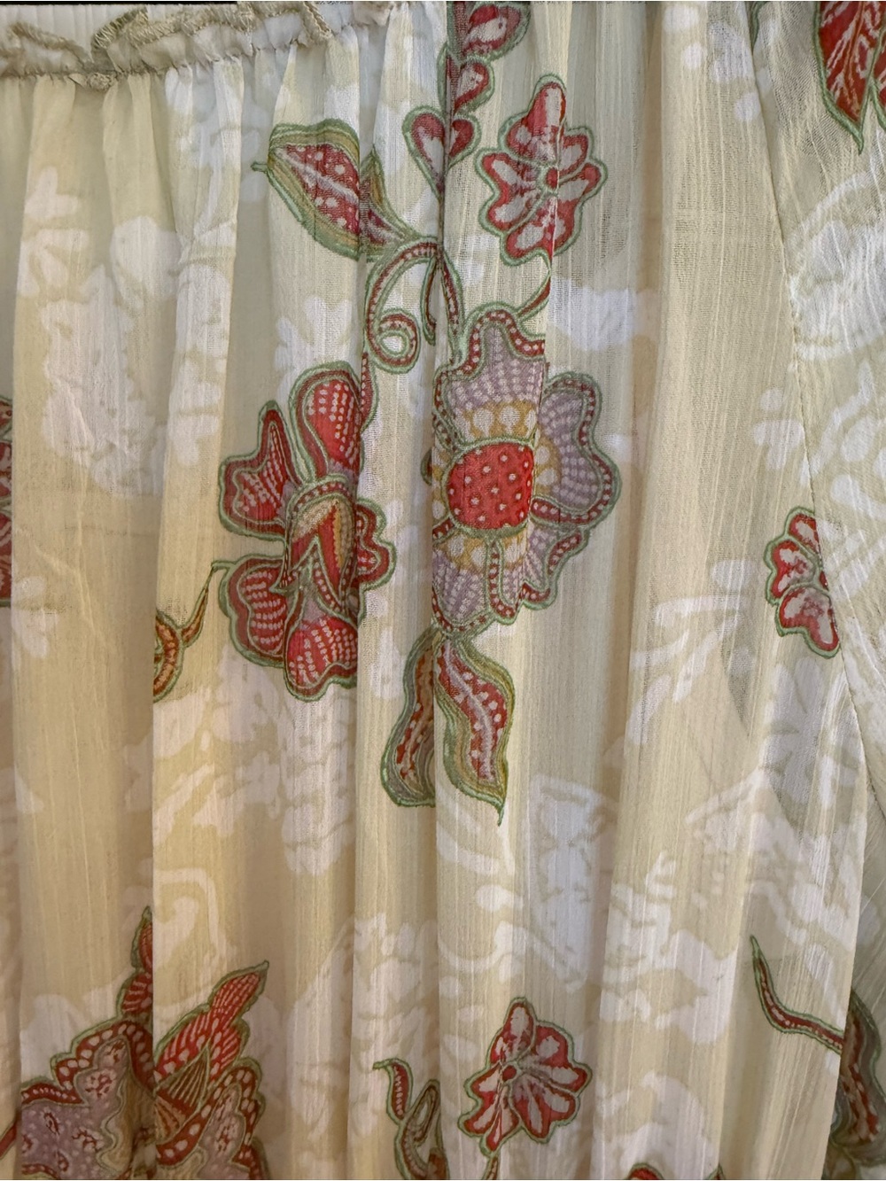 fig and flower Cream, Orange & Blue Floral Tiered Maxi Dress - no size tag - Picture 7 of 7
